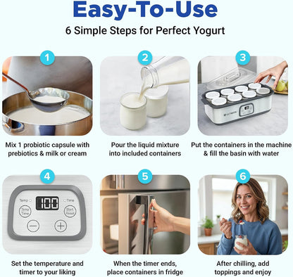 Ultimate Probiotic Yogurt Maker with TruTemp™ Adjustable Temperature & Time Control, Make Trillions of Live Probiotics for Gut Health, ULTIMATE LIFETIME WARRANTY, Wellness Gifts for Men & Women