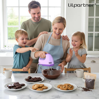 LILPARTNER Hand Mixer Electric, Ultra Power Kitchen Hand Mixer With 7-Speed & 5 Stainless Steel Accessories for Whipping Dough, Cream, Cake, Dishwasher Safe, Light Purple