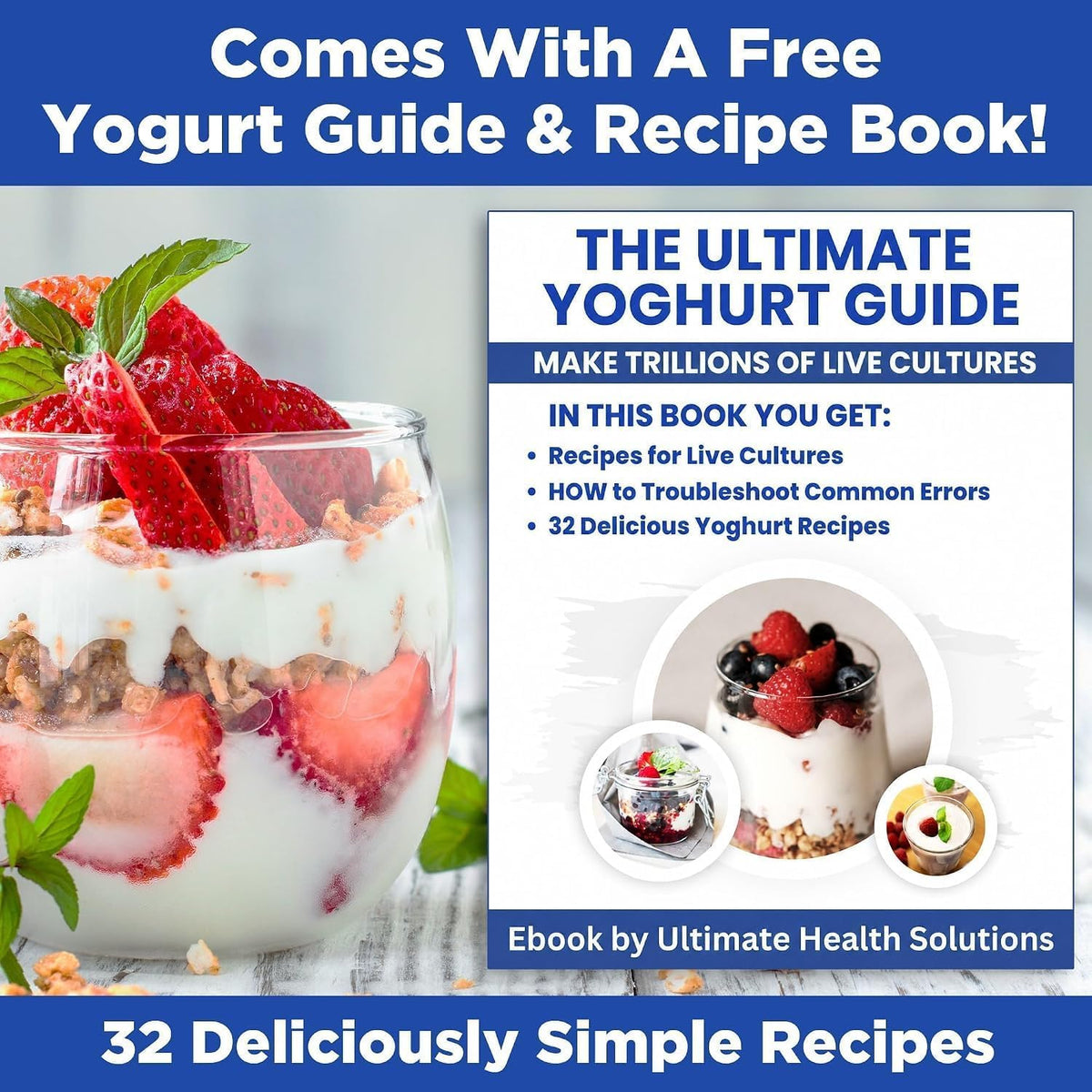 Ultimate Probiotic Yogurt Maker with TruTemp™ Adjustable Temperature & Time Control, Make Trillions of Live Probiotics for Gut Health, ULTIMATE LIFETIME WARRANTY, Wellness Gifts for Men & Women