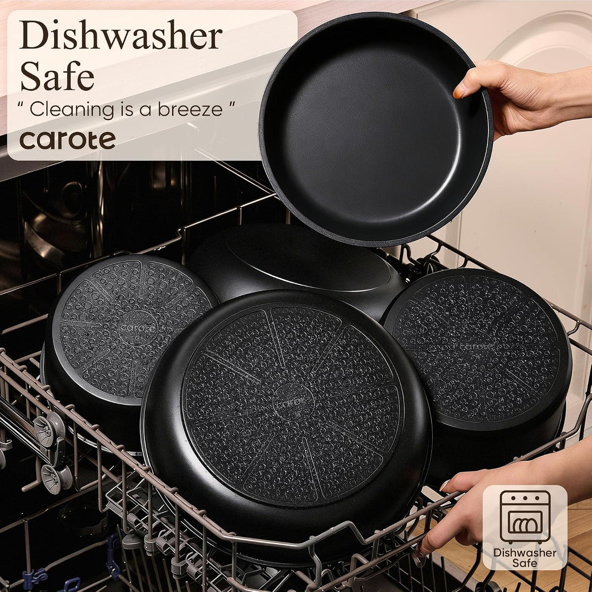 CAROTE 21pcs Pots and Pans Set Non Stick, Detachable Handle Cookware, Black