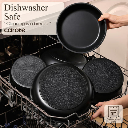 CAROTE 21pcs Pots and Pans Set Non Stick, Detachable Handle Cookware, Black
